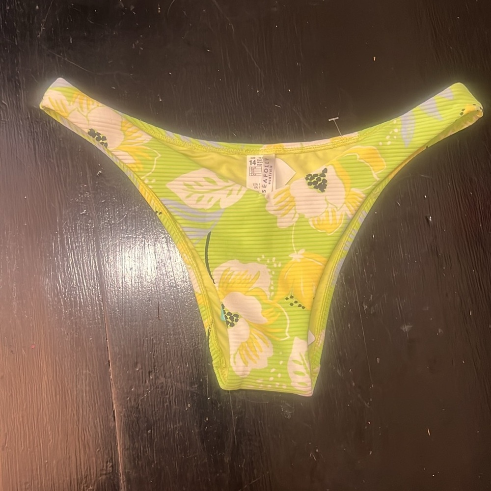 Seafolly Australia Women's V High Cut Rio Limeade Bikini Bottom Swimsuit Sz 10